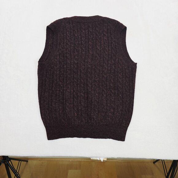 Spier & Mackay Sweater Vest Mens 2XL Burgundy Wool Cable V Neck Button Front - Picture 5 of 12